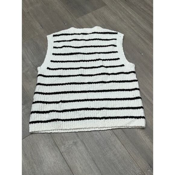 Madewell Bouclé-Knit Sweater Tank Top Crewneck Stripe Cream Black Size M NWT - Picture 10 of 10